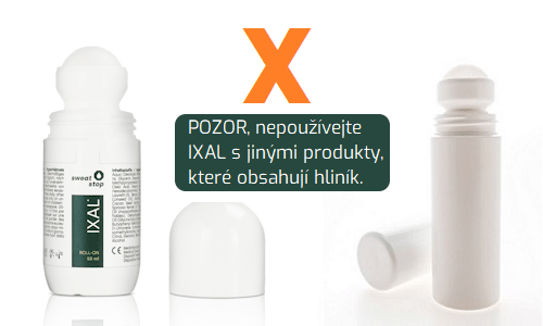 pozor, nepoužívejte ixal s jinými produkty, které obsahují hliník